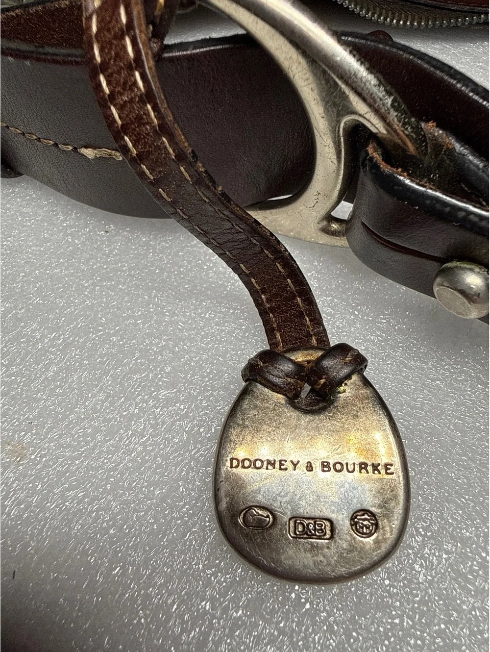 Vintage Dooney & Bourke Croco Embossed Leather Hobo Shoulder Bag Brown